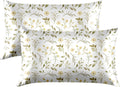 EXQ Home Satin Pillowcase for Hair and Skin Queen - Printed Yellow Sprig
