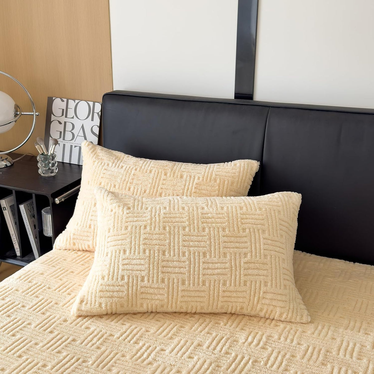 Queen Pillowcases Set of 2 - Ultra Soft & Fluffy Fleece Pillow Covers (20x30 Inches) with Zip Closure - Cozy Flannel Feel for Bedroom, Sofa, Couch, Lemon Chiffon