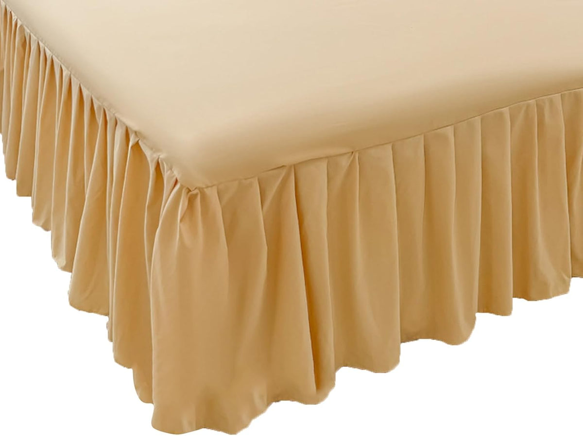 Elegant Solid Color Ruffled Bed Skirt with Sheet,Dust Ruffle Bedskirt 17.7" Long Drop,Queen