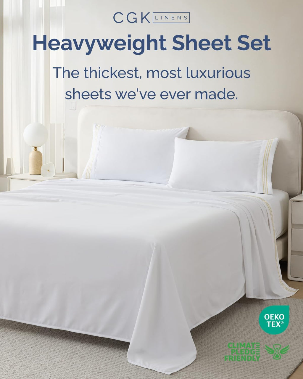 Extra Thick Heavyweight King Size, Embroidery Sheet Set - Butter Yellow