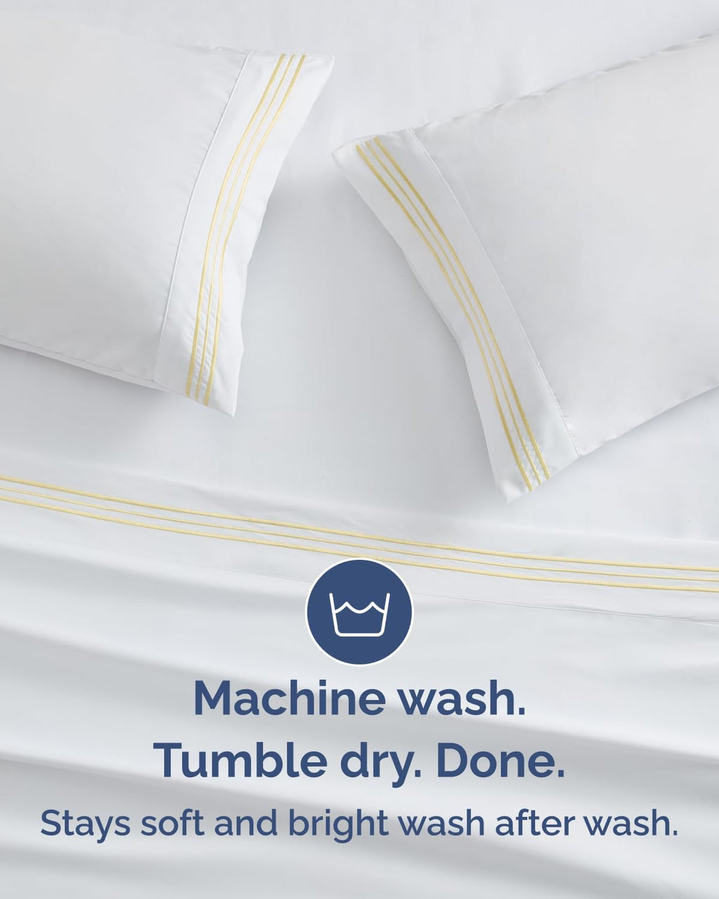 Extra Thick Heavyweight King Size, Embroidery Sheet Set - Butter Yellow