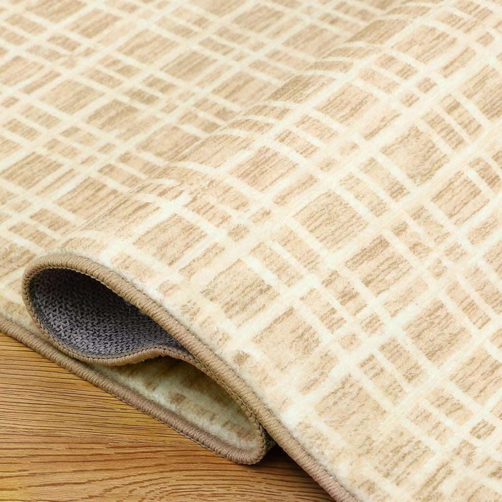 Soft Area Rug 5x7 Modern Lines Yellow Rug for Bedroom Washable Rug Low Pile Artistic Abstract Rug Contemporary Plush Rug Indoor Non-Slip Floor Carpet for Living Room Non-Shedding Floor Cover