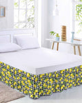 Yellow Lemons Bed Skirt Queen Size 16 Inch Drop, Adjustable Elastic Wrap Around Bed Skirts Easy Fitting Dust Ruffle Bedskirt Bed Frame Cover Summer Fruits Leaves Black White Buffalo Plaid