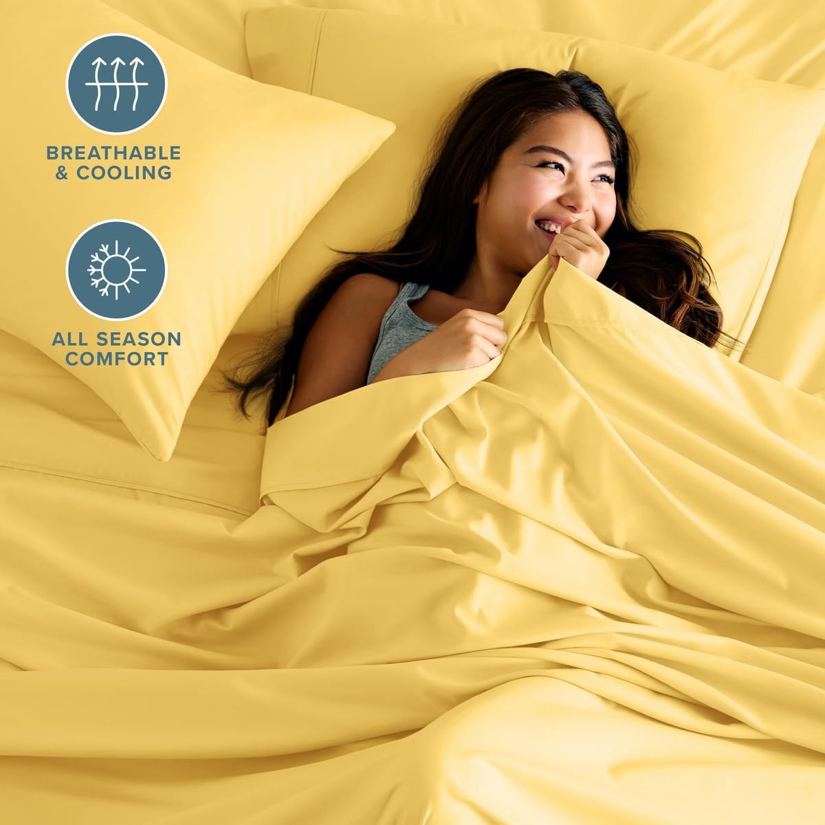 Sheet Set 1800 Ultra-Soft with 2 Pillowcases (Twin XL, Lemon Drop)