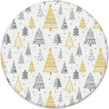 Christmas Tree Round Area Rug Yellow Grey Xmas Pine Tree Star Snowflake Cartoon Rustic Farmhouse Winter Holiday Blue Small Throw Rugs Floor Carpet for Door Mat Bedrooms