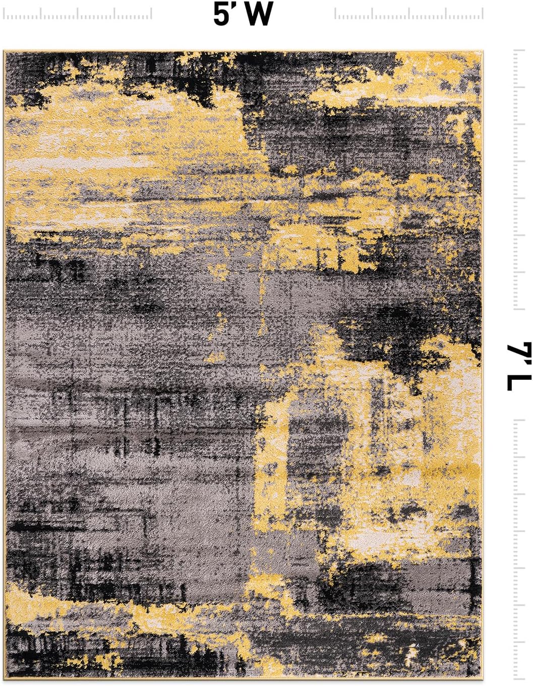 Modern Abstract Soft Living Room Bedroom Area Rug Yellow 5' x 7'