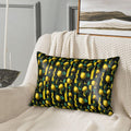 Yellow Black Striped Lemon Print Satin Pillowcase for Hair and Skin, 20x30 Inches Pillow Cases, Queen Size Pillowcases with Zipper, Similar to Silk Pillow Covers