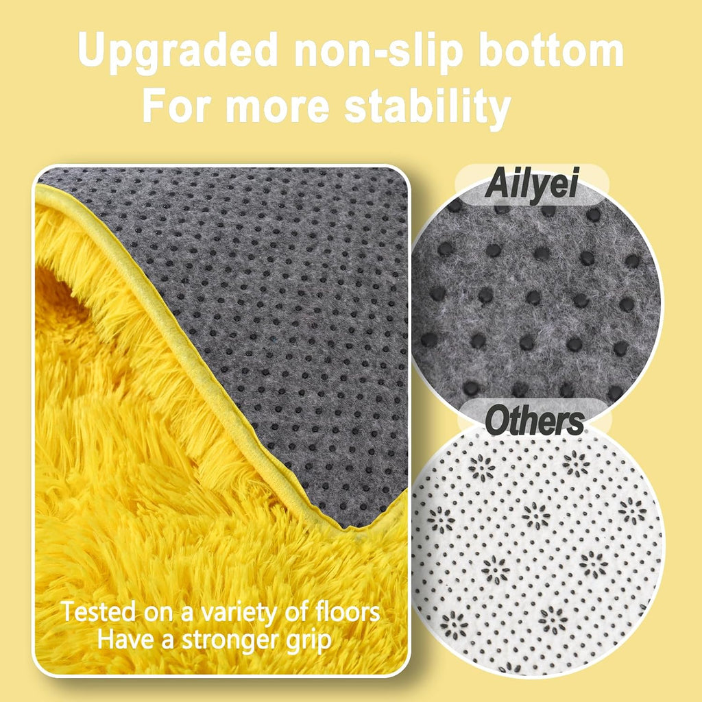 8x10 Large Area Rugs for Living Room, Fluffy Washable Yellow
