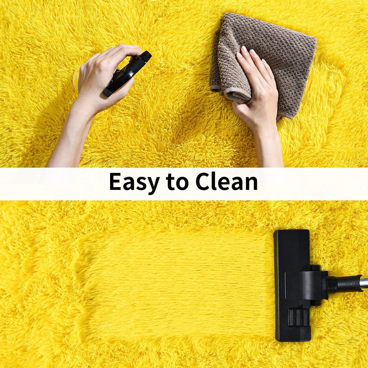 8x10 Large Area Rugs for Living Room, Fluffy Washable Yellow
