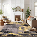 Modern Abstract Soft Living Room Area Rug Yellow 7'10" x 10'