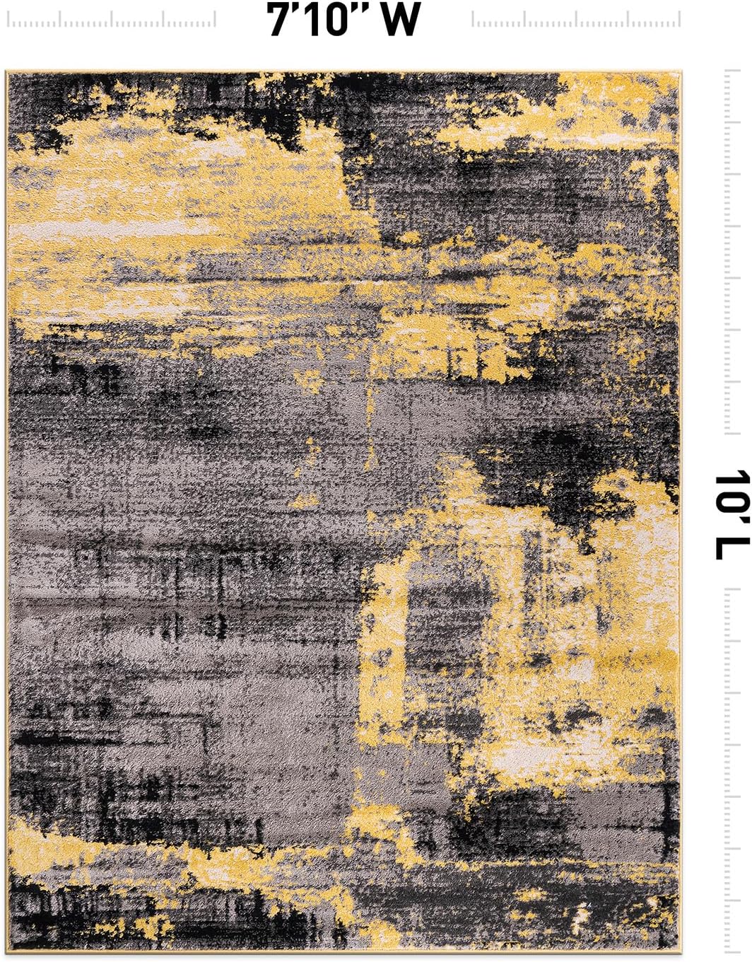 Modern Abstract Soft Living Room Area Rug Yellow 7'10" x 10'