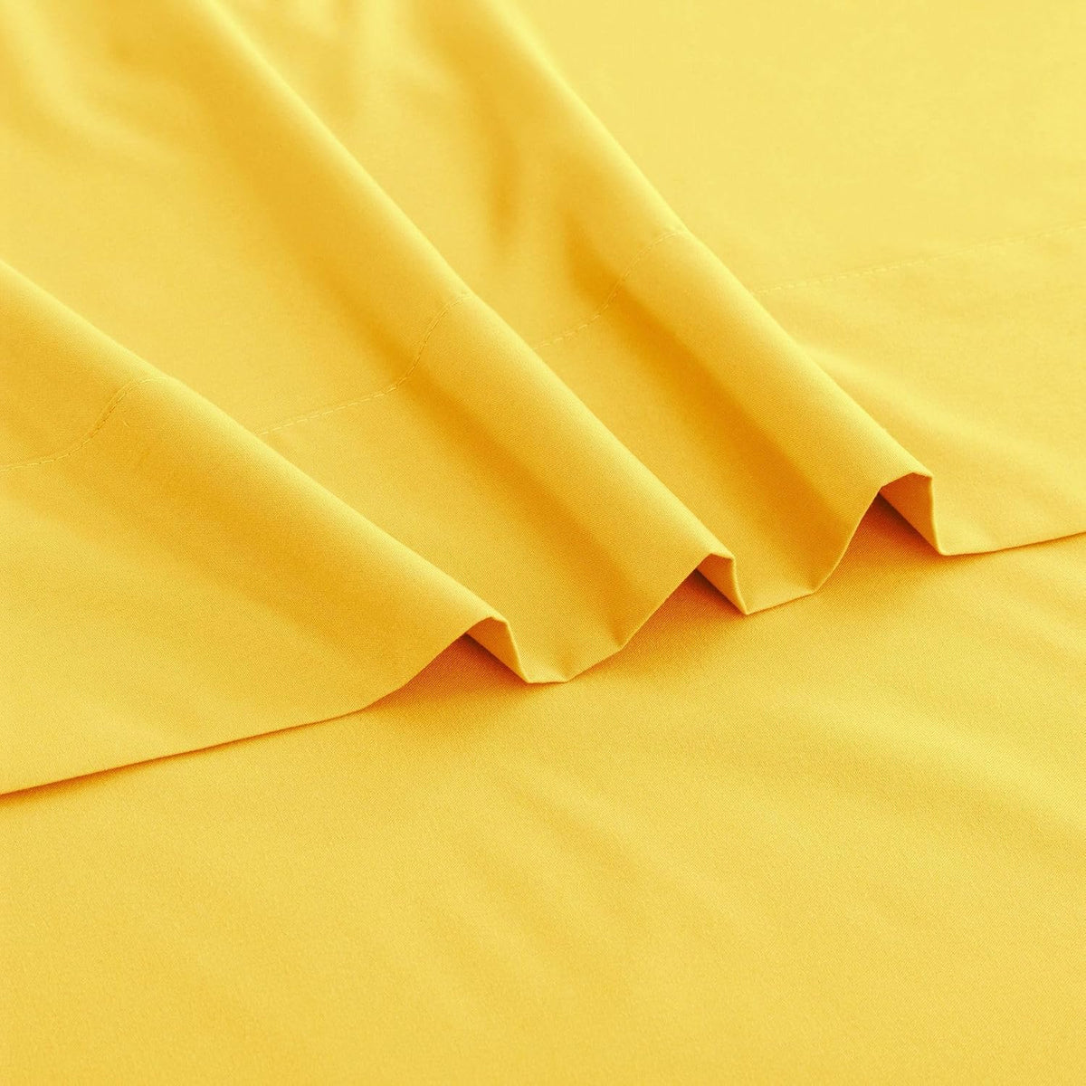 Bed Sheet Set Queen Size Super Soft Microfiber 1800 Deep Pocket Luxury Bedding Sheets Double Brushed Wrinkle, Stain, Fade Resistant (Yellow,Queen)