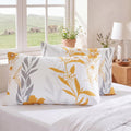 100% Cotton Pillowcases Standard Size Set of 2 Yellow Floral Pillow Covers Flower Leaf Botanical Print Decorative Pillow Cases with Pocket Closure