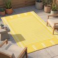 Outdoor Rug - Waterproof, Fade Resistant, Crease-Free - Premium Recycled Plastic - Geometric - Porch, Deck, Balcony, Mudroom, Laundry Room, Patio - Hampton - Yellow Crease Free - 3 x 5 ft