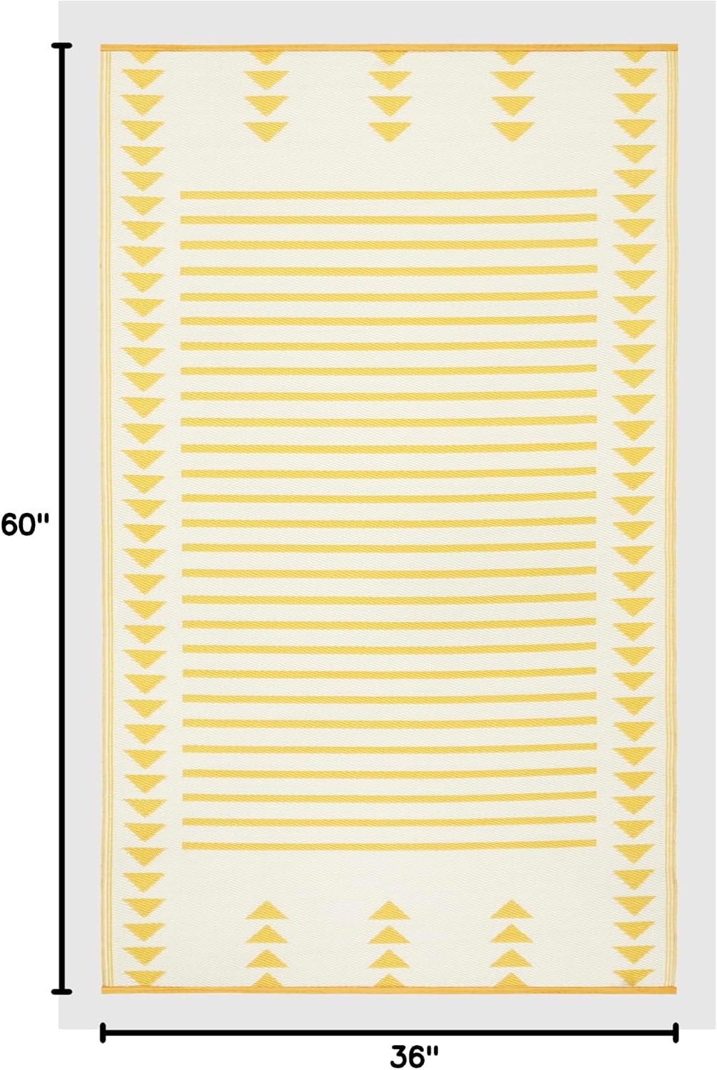 Outdoor Rug - Waterproof, Fade Resistant, Crease-Free - Premium Recycled Plastic - Geometric - Porch, Deck, Balcony, Mudroom, Laundry Room, Patio - Hampton - Yellow Crease Free - 3 x 5 ft