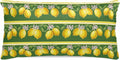 Summer Lemons Satin Pillowcase for Hair and Skin, Yellow Fruit Leaf Striped Green Background Silky Pillow Cases Standard Size with Zipper 1 Pack Soft Cooling Pillow Cover for Women Men, 20''x40''