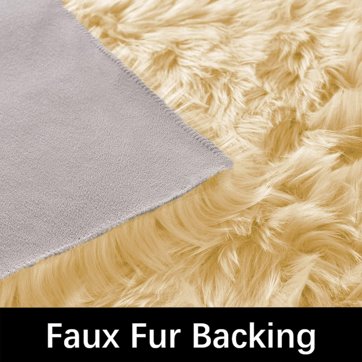 Yellow Rug for Bedroom 3x5 Area Bedside Rug Faux Sheepskin Fur Rugs for Living Room Décor Boho Rugs, Rectangle