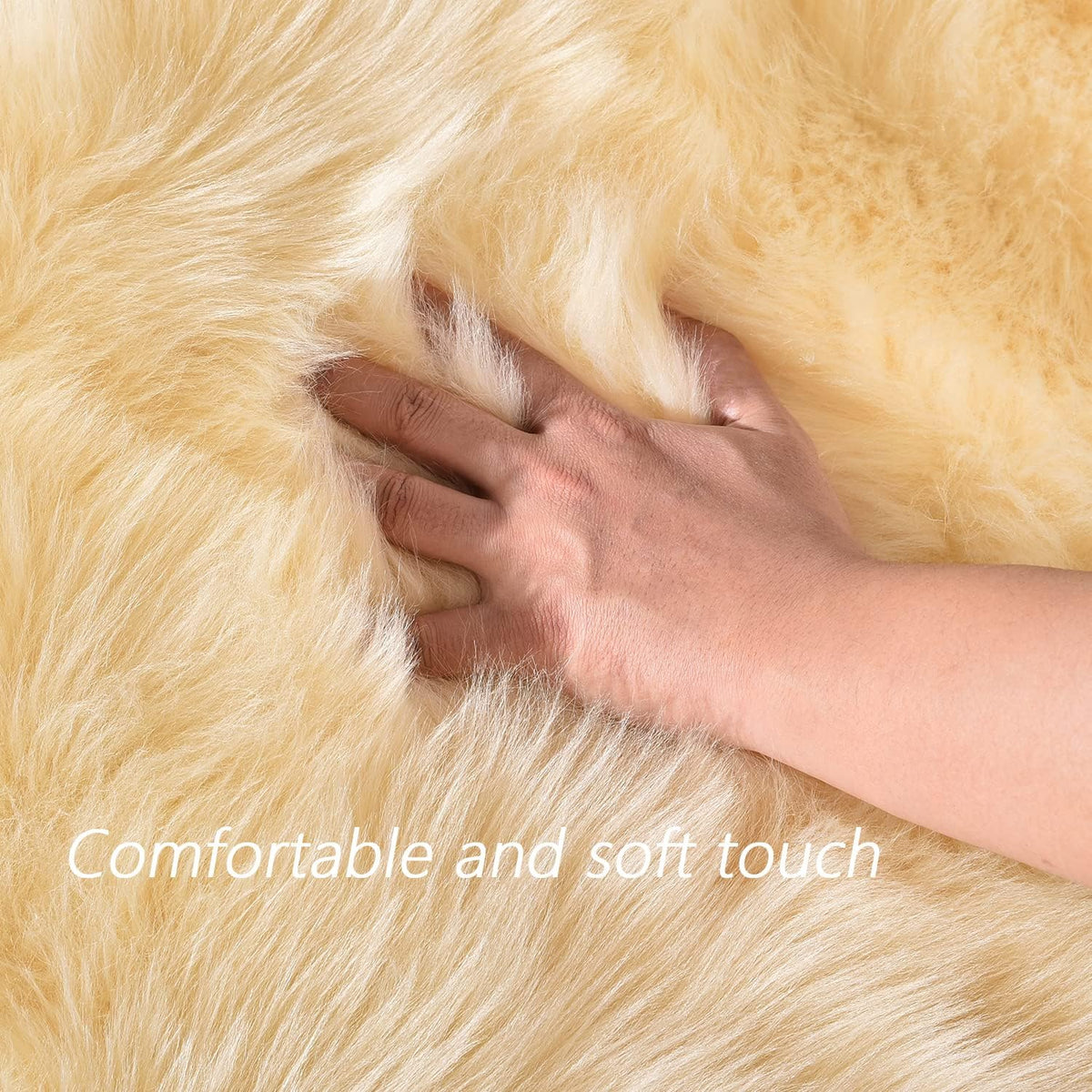 Yellow Rug for Bedroom 3x5 Area Bedside Rug Faux Sheepskin Fur Rugs for Living Room Décor Boho Rugs, Rectangle