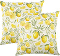 White Base Watercolor Yellow Lemon Linen Throw Pillow Cover 18x18 InchSet of 2 Fresh Farmhouse Decor, No Pillow Insert