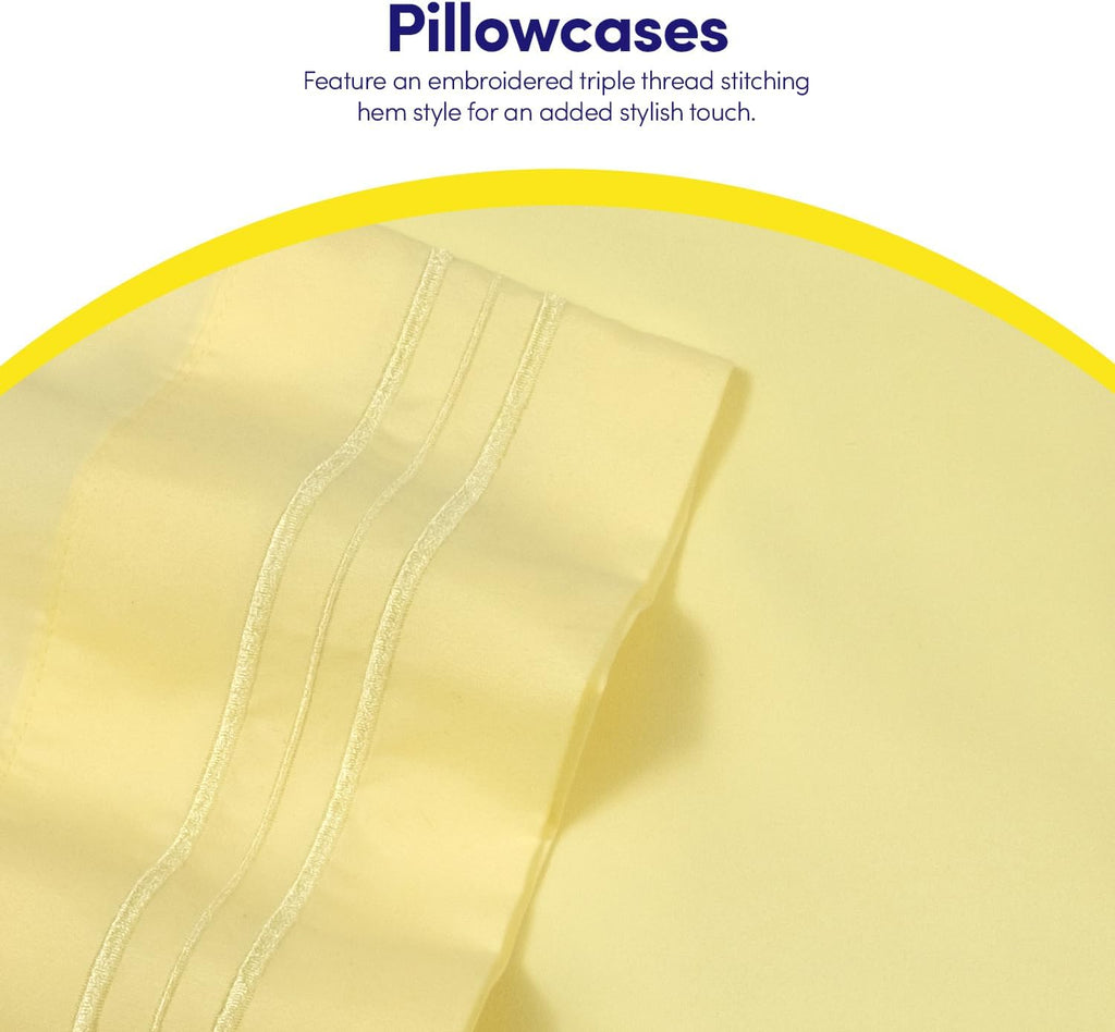 1500 Supreme Collection Twin XL Sheet Sets Pale Yellow - 3 Piece Bed Sheets and Pillowcase Set for Twin XL Mattress - Extra Soft, Elastic Corner Straps, Deep Pocket Sheets, Twin XL Pale Yellow