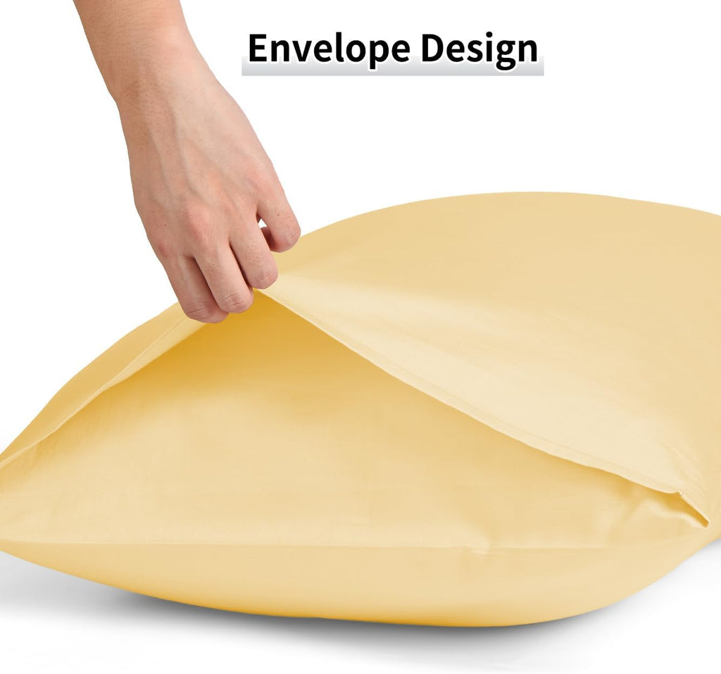 Cotton Pillow Cases Standard Size Set of 2, 600 Thread Count Pillowcases 20x26 Inches, Soft Long Staple Cotton Pillowcases Breathable with Envelope Closure, Mustard Yellow