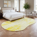 Modern Abstract Distressed Texture Irregular Shape Rug for Living Room Bedroom Guestroom Faux Wool Washable Carpet 2x3 Nordic Boho Classroom Nursery Apartment Durable Easy Clean Rugs Bright Yellow