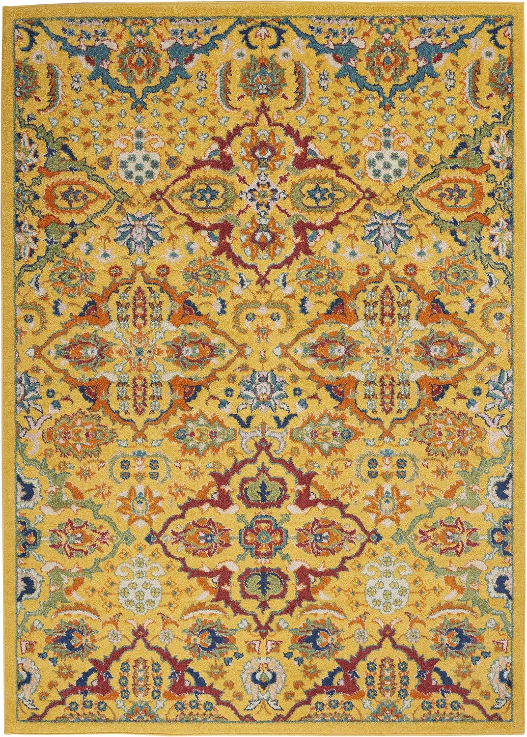 Allur Yellow Multicolor 4' x 6' Area Rug - Easy Clean, Non Shedding, Bed Room, Living Room, Dining Room, Kitchen (4' x 6')