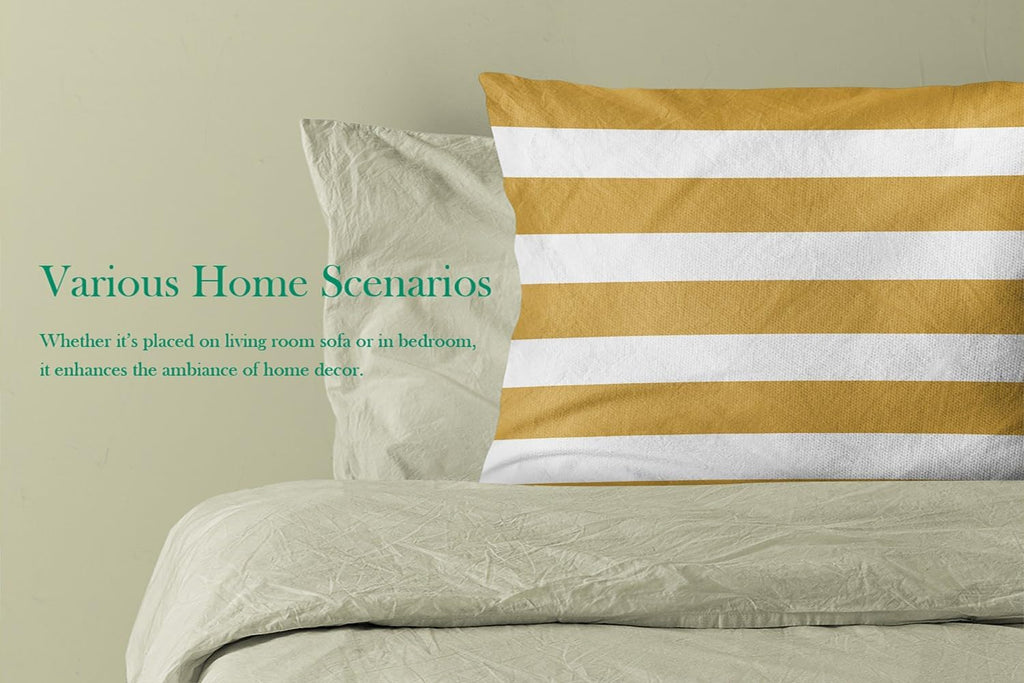 Yellow Stripe Standard Pillowcase Rectangle Zippered Double Sided Printing 20x26 Inches Decorative Throw Pillow Case Cushion Cover