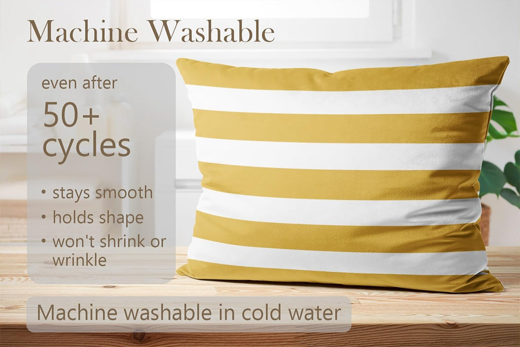 Yellow Stripe Standard Pillowcase Rectangle Zippered Double Sided Printing 20x26 Inches Decorative Throw Pillow Case Cushion Cover