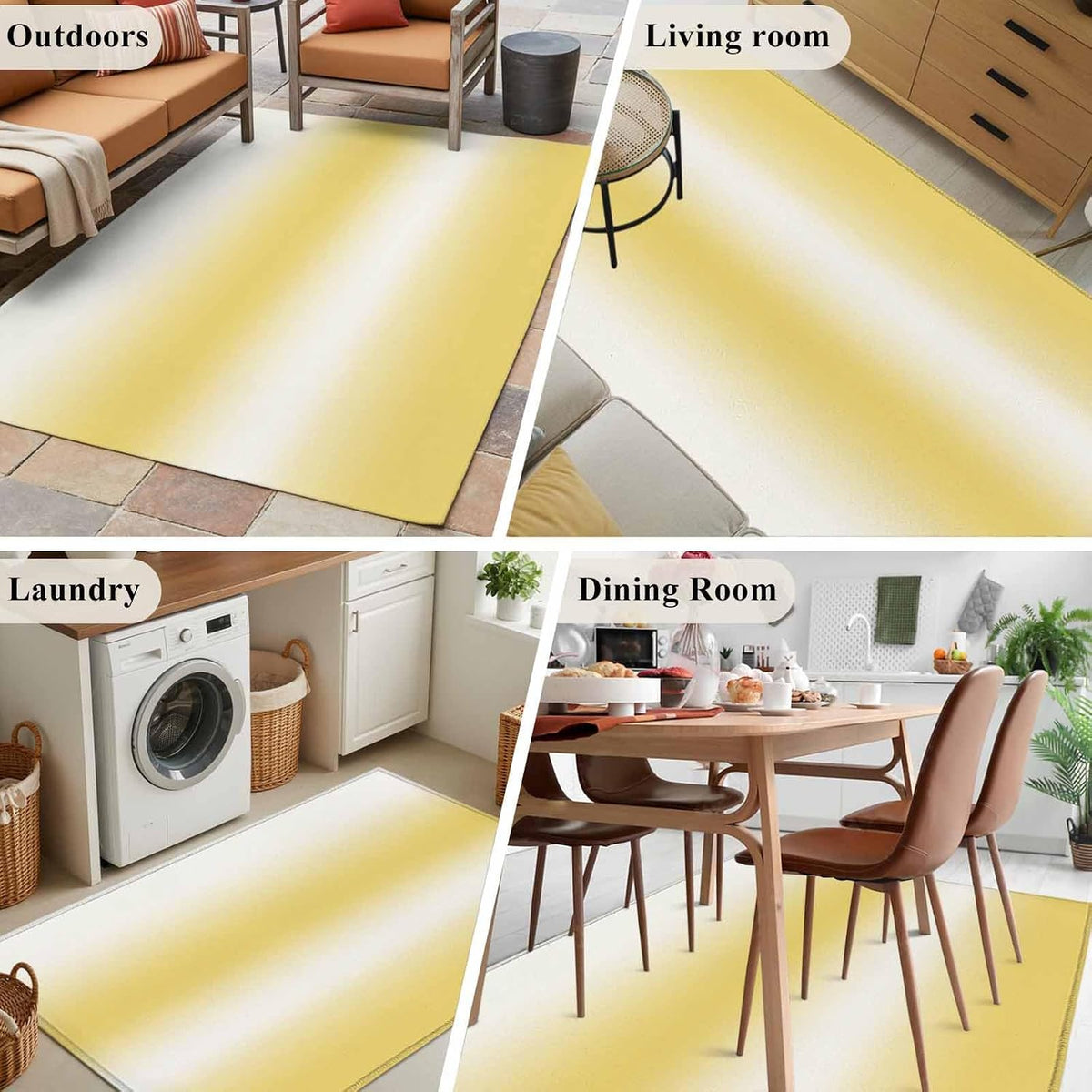 Area Rug Gradient Lemon Yellow Abstract Rectangle Area Rugs Washable Rug for Living Room Bedroom Dining Room, Modern Aesthetic Art Soft Non-Slip Floor Carpet 3x5ft