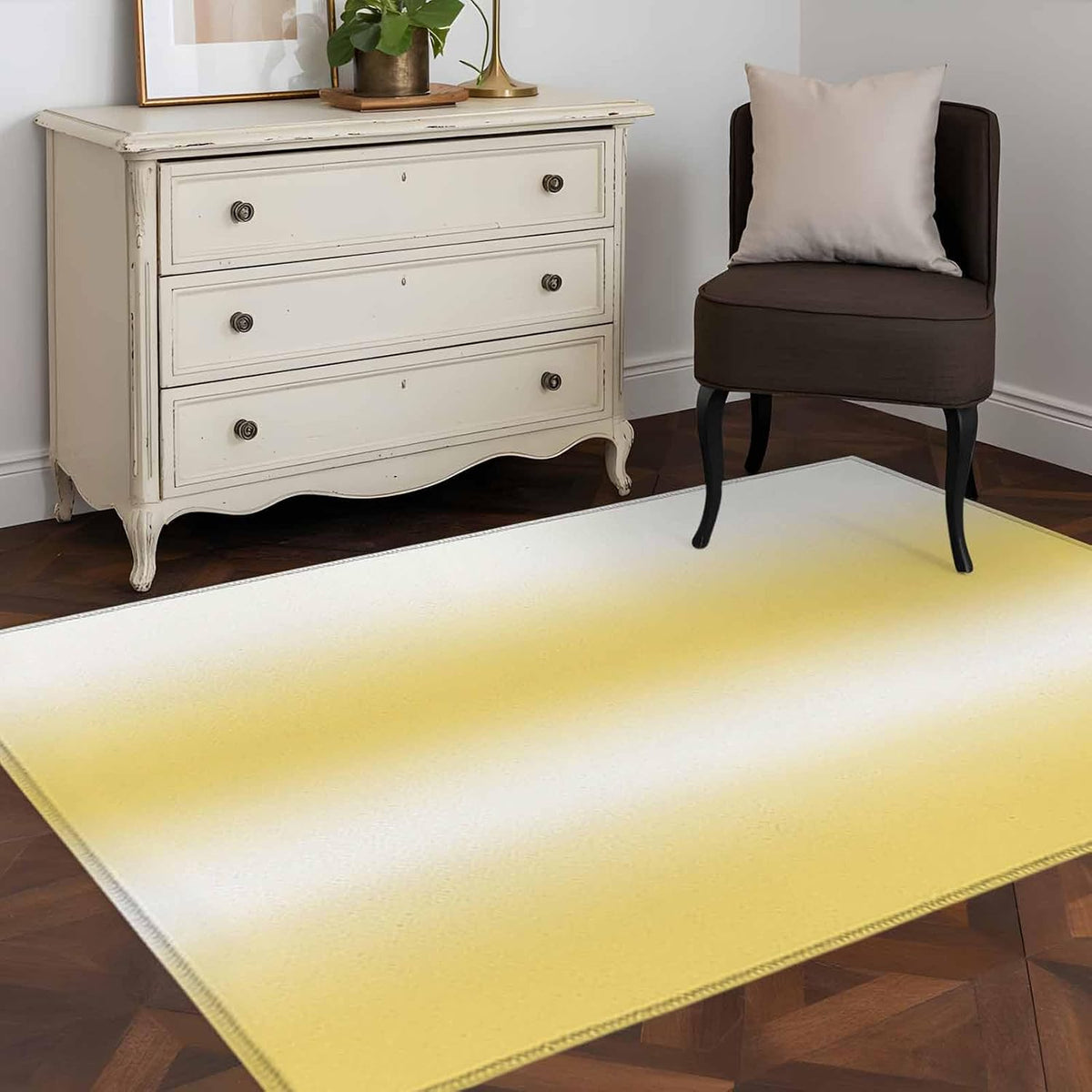 Area Rug Gradient Lemon Yellow Abstract Rectangle Area Rugs Washable Rug for Living Room Bedroom Dining Room, Modern Aesthetic Art Soft Non-Slip Floor Carpet 3x5ft
