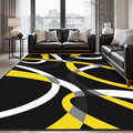 Classical Modern Black and Yellow Stripe Pattern Area Rug for Living Room 5x7 Outdoor Rug Non Slip&Non-Shedding Low Pile Indoor Large Carpets for Bedroom, Dining Room, Home Office, Bathroom