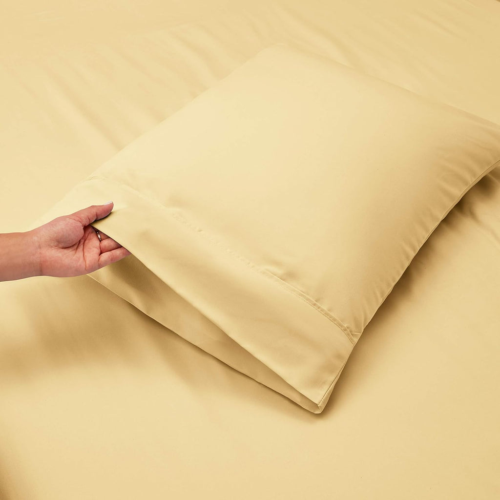 Twin XL Size Sheet Set, 4 Piece Extra Deep Pocket (18-24 inches), Microfiber, Hotel Luxury, Soft, Breathable, Wrinkle-Free, Easy to Care, Vanilla Yellow