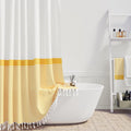 Stall Fabric Shower Curtain, 54x78 Modern Farmhouse Yellow and White Boho Striped Cloth Shower Curtain with Tassels, Hotel Luxury Bathroom Shower Curtain Set with 10 Hooks, Yellow, 54x78