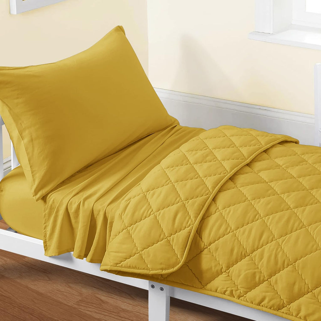 4-Piece Microfiber Toddler Bedding Set, Yellow