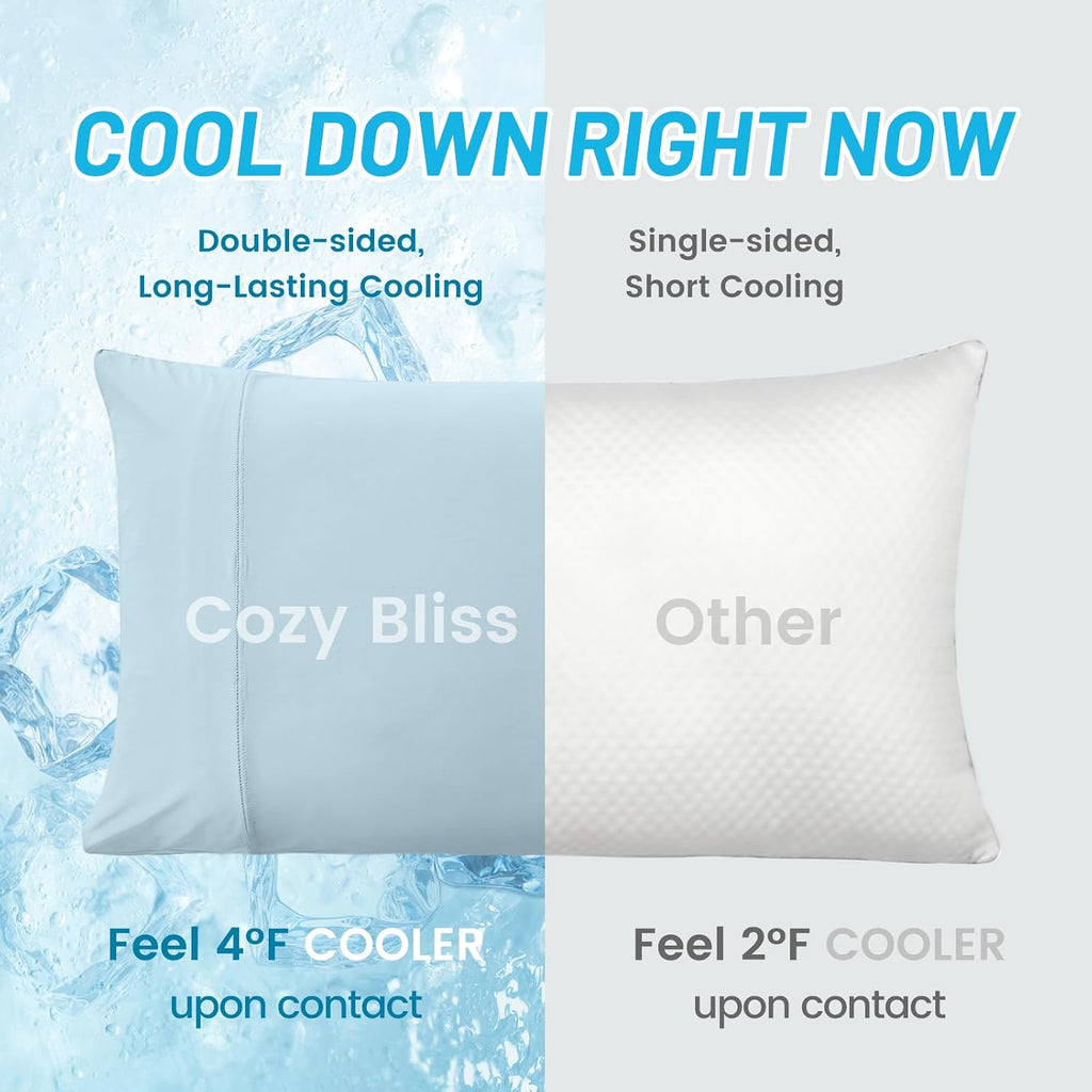 2 Pack Cooling Pillow Cases, Standard 20" x 26", Blue
