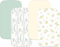 4 Pack Stretchy Bassinet Sheets 20" x 35" Compatible with Newton, Ezebaby, Angelbliss, AMKE(3 in 1) & Other Large Bedside Sleeper - Soft Breathable Fitted Bassinet Sheets - Light Floral Yellow