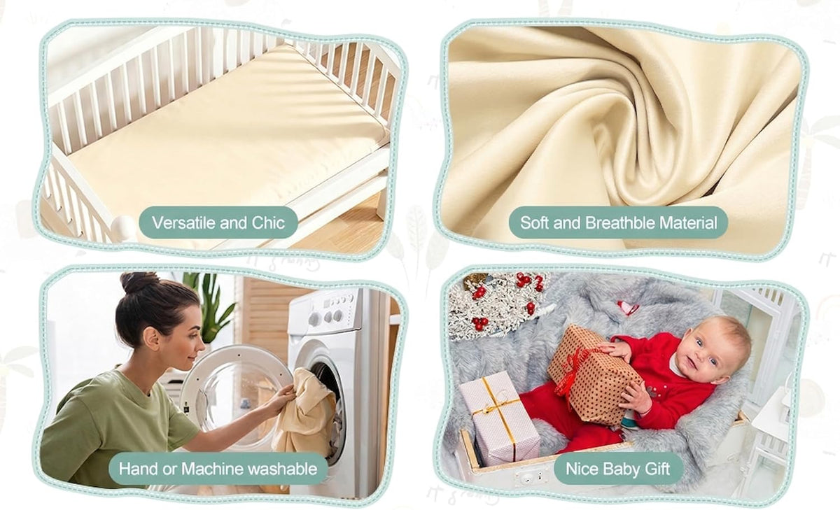 4 Pack Stretchy Bassinet Sheets 20" x 35" Compatible with Newton, Ezebaby, Angelbliss, AMKE(3 in 1) & Other Large Bedside Sleeper - Soft Breathable Fitted Bassinet Sheets - Light Floral Yellow