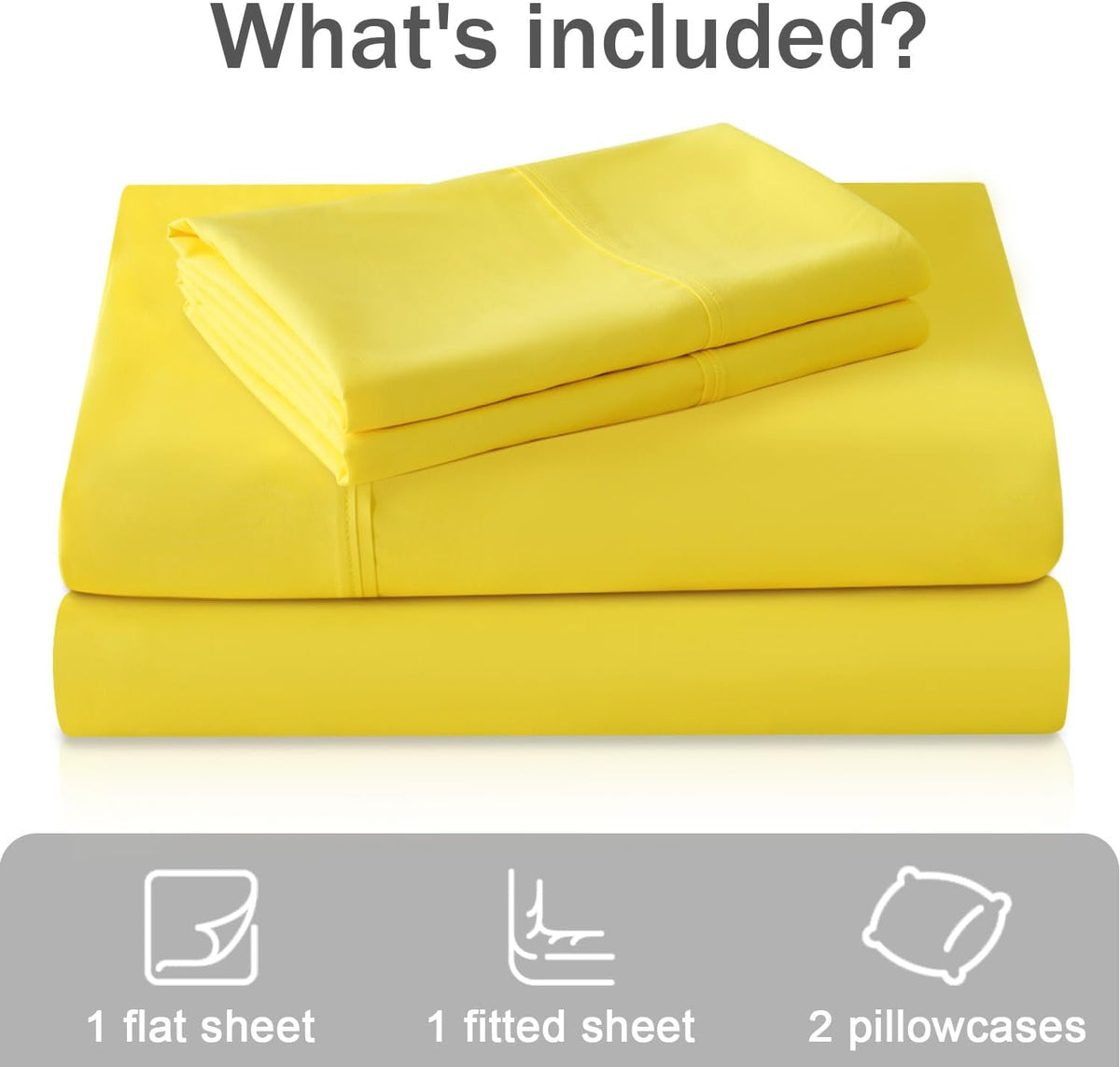 MICORAL Queen Bed Sheets Set, Soft Breathable Bedding Sheet Set, Sheets Set with 16" Deep Pocket Design (4 Pieces, Queen, Yellow)