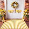 3' X 5' Yellow and White Fall Vertical Stripe Outdoor Rug