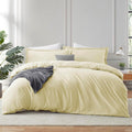 Vanilla Yellow Duvet Cover Queen Size 3 Piece Set | Soft Double Brushed Bedding Set, Button Closure, 1 Duvet Cover 90x90 Inches, 2 Pillow Shams