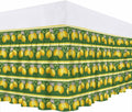 Summer Lemons Bed Skirt Queen Size 16" Drop Yellow Fruit Leaf Striped Green Background Ruffled Wrap Around Bed Skirts Adjustable Elastic Bedskirt Dust Ruffle for Queen King California King Bed
