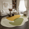 Modern Abstract Boho Minimalist Irregular Shaped Rug 5x7 Yellow Beige Green Rugs for Living Room Bedroom Playroom Guestroom Classroom Rug Classic Art Design Skin Friendly Washable Area Rugs