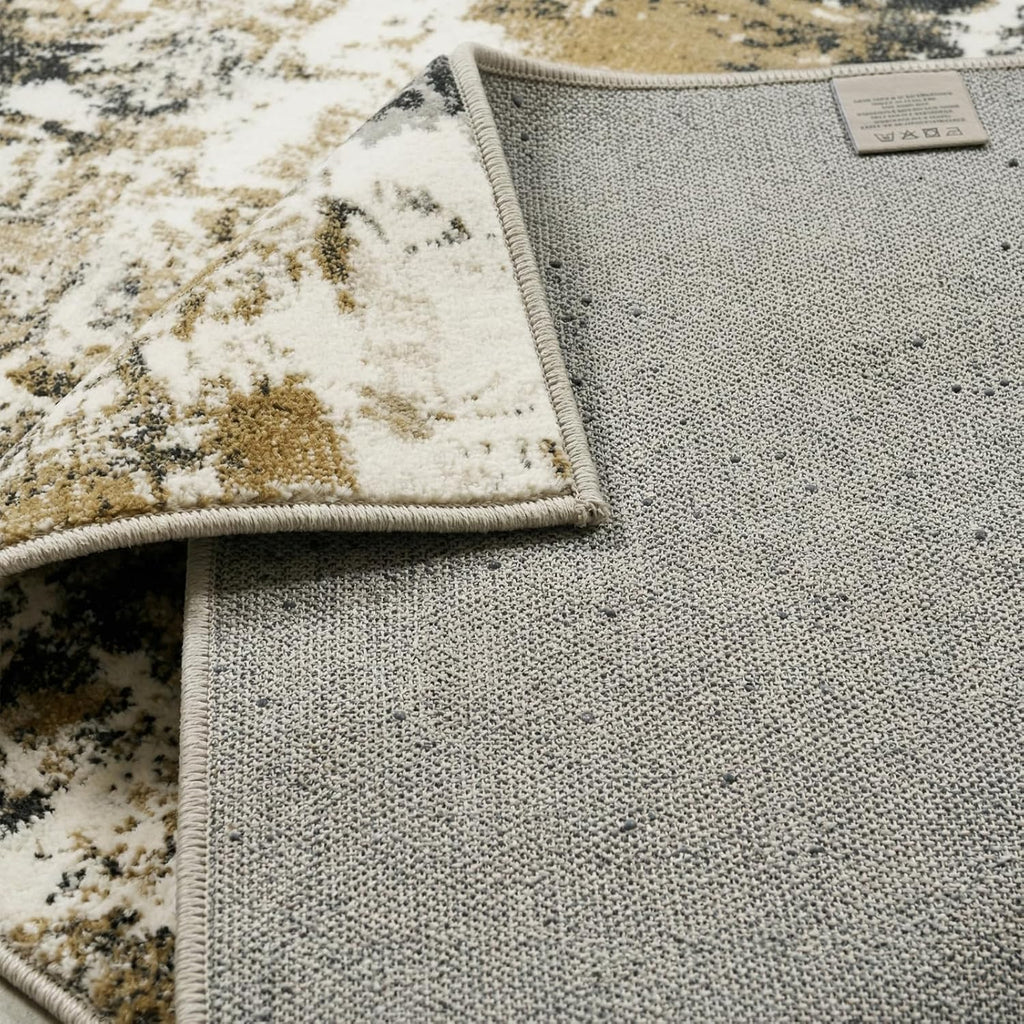 Yellow and Grey Area Rug 5x7, Contemporary Abstract Rugs Washable Non Slip Distressed Modern Carpet for Living Room Bedroom