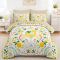 Queen Comforter Set, 7 Pieces Lemon Summer Bedding Set