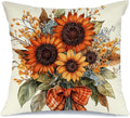 Fall Pillow Cover 18x18 Inch Sunflower Decor Floral Farmhouse Seasonal Pillow Case Decorations for Home Sofa Couch