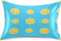 Yellow Lemon Slices Satin Pillowcase, Softer Than Silk Pillow Cases - Smooth Cooling Satin Pillow Cover with Envelope Closure, Standard Size (20"x26")