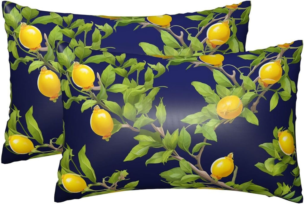 Lemon Tree Satin Pillowcase with Zipper for Hair & Skin,Cooling Silk Pillow Cases, Soft Breathable Smooth Silk Pillow Covers for Sleeping,Gifts for Women Men 20"x30"