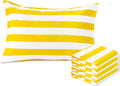 Queen Pillowcases Set of 4 – Yellow and White Striped 1800 Thread Count Brushed Microfiber Pillow Covers, Ultra Soft and Cozy with Envelope Closure, 20x30 Inches