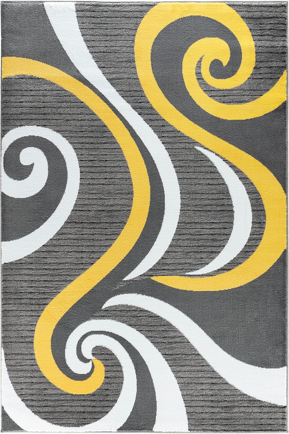 Modern Area Rug Swirls Carpet Bedroom Living Room Contemporary Dining Accent Sevilla Collection 4817A (Yellow, 8x10)